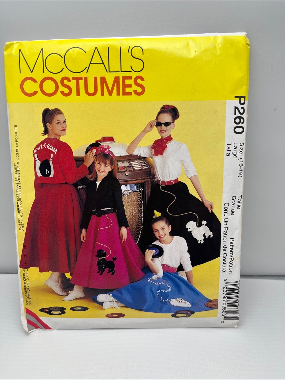 McCall's Kids Poodle Skirt Costume - Pink, Red, Black, Blue